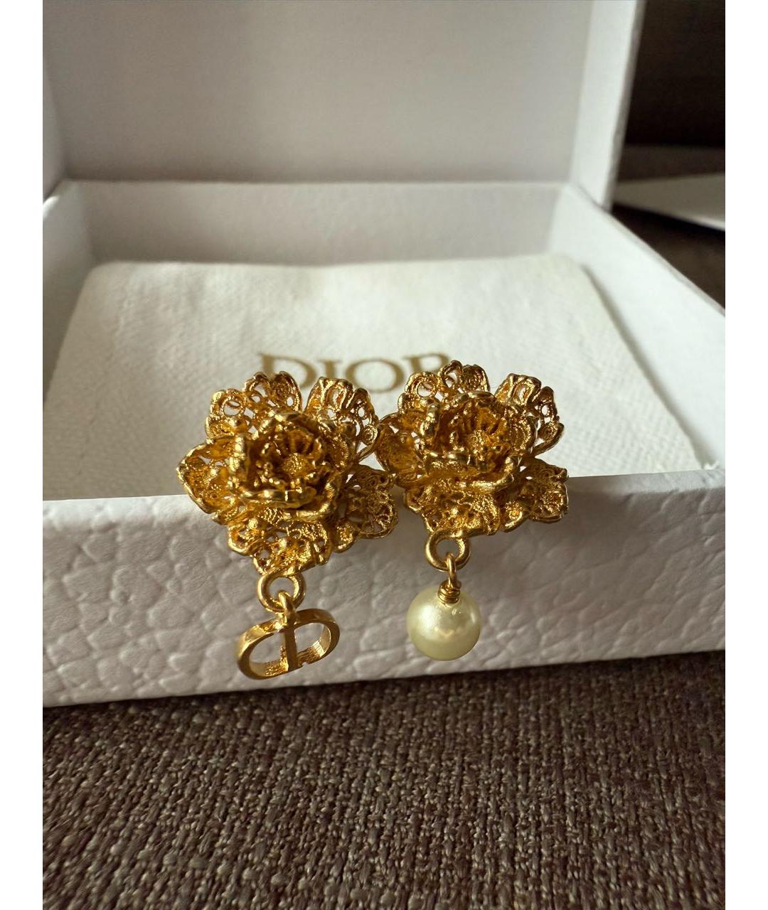 CHRISTIAN DIOR Золотые металлические серьги, фото 5