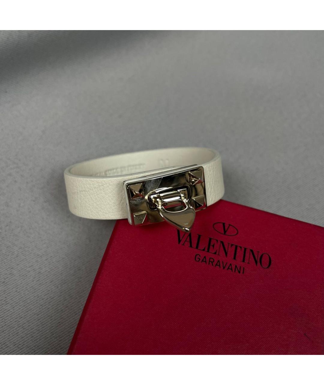 VALENTINO Бежевый кожаный браслет, фото 6