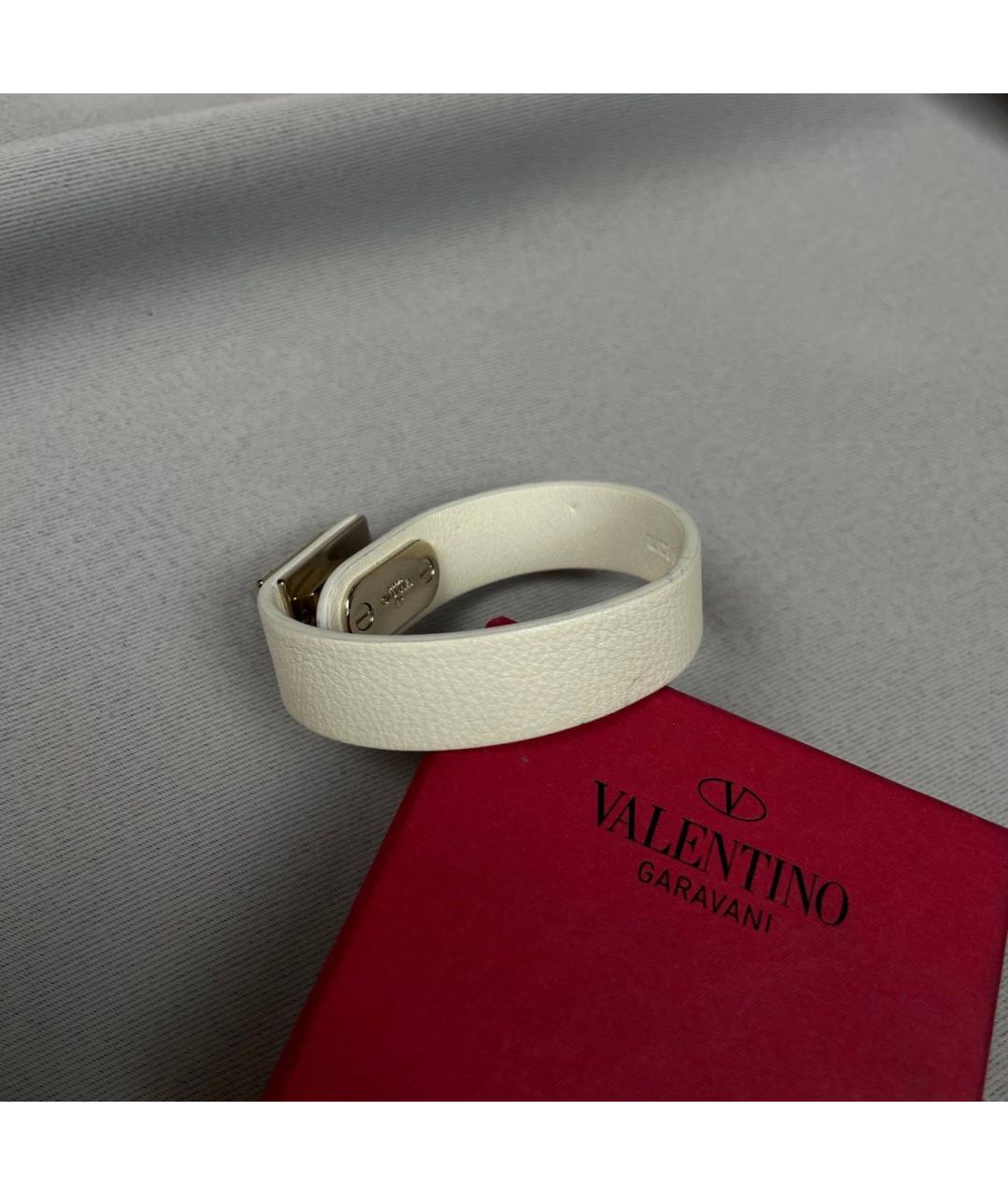 VALENTINO Бежевый кожаный браслет, фото 2
