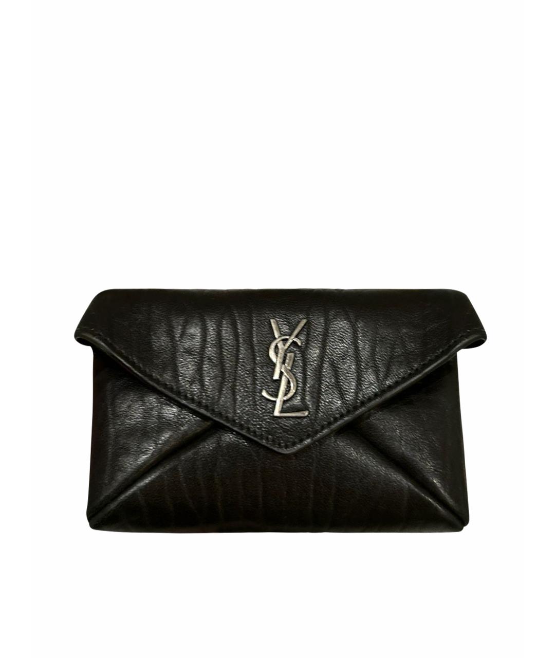 SAINT LAURENT Черный кожаный кардхолдер, фото 1