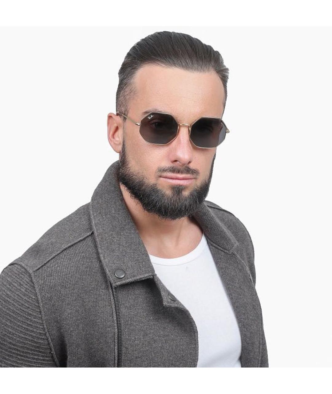 RAY BAN Золотые металлические солнцезащитные очки, фото 8