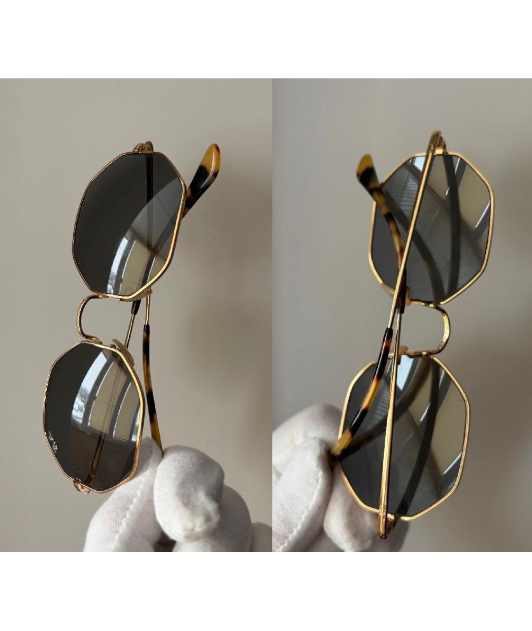 RAY BAN Золотые металлические солнцезащитные очки, фото 4