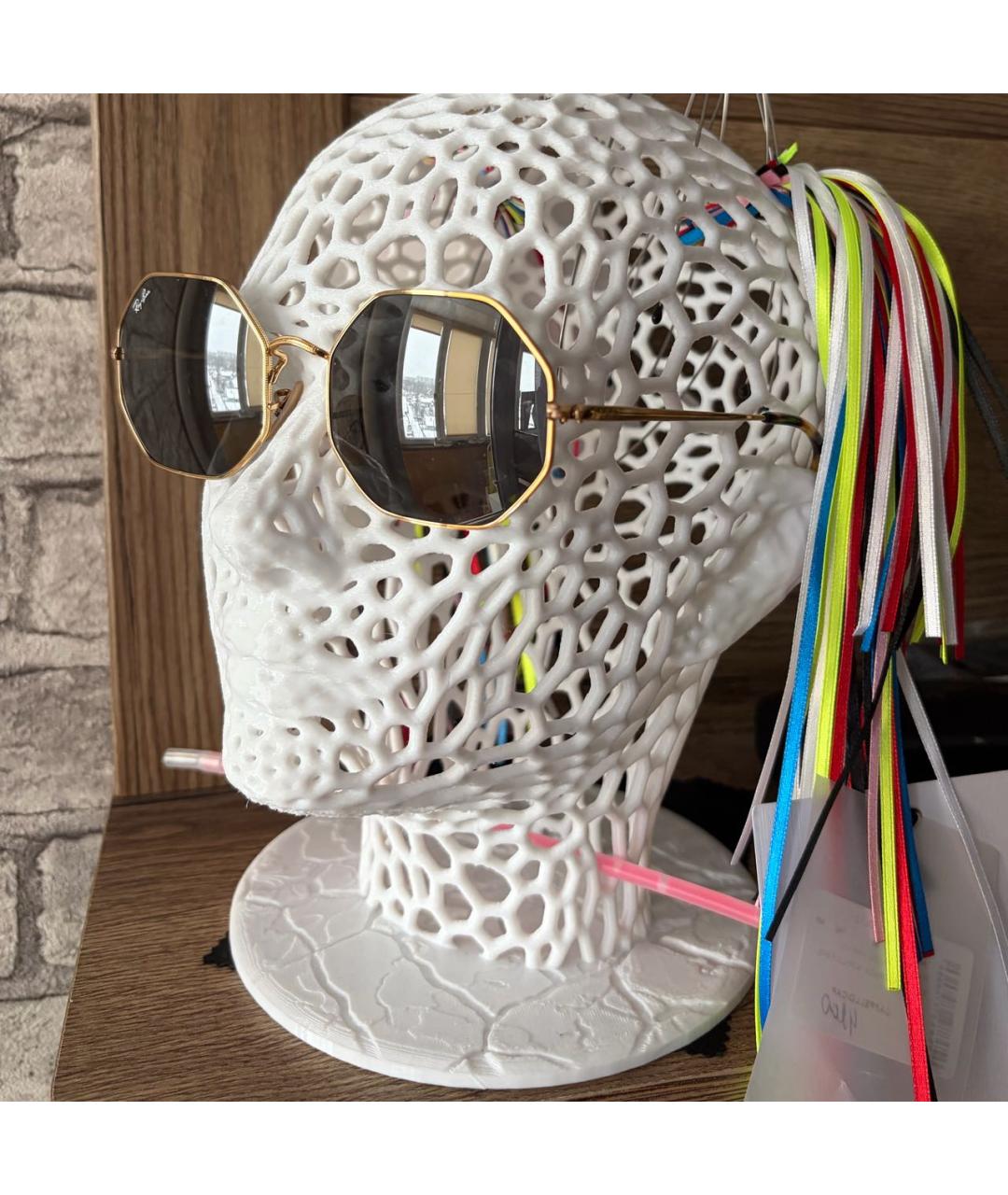 RAY BAN Золотые металлические солнцезащитные очки, фото 5