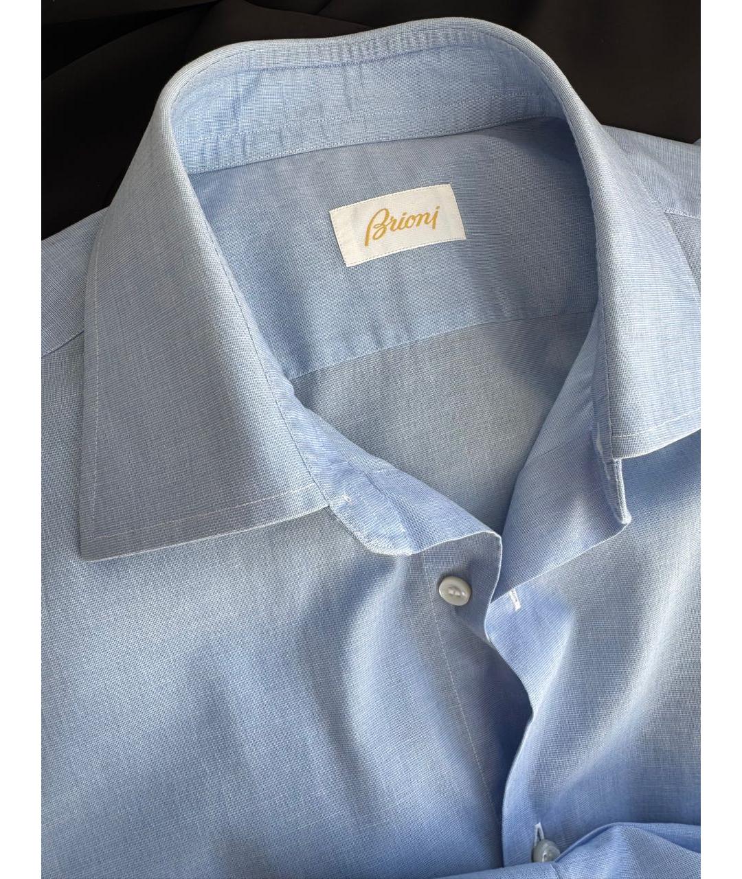 BRIONI Голубая хлопковая классическая рубашка, фото 2