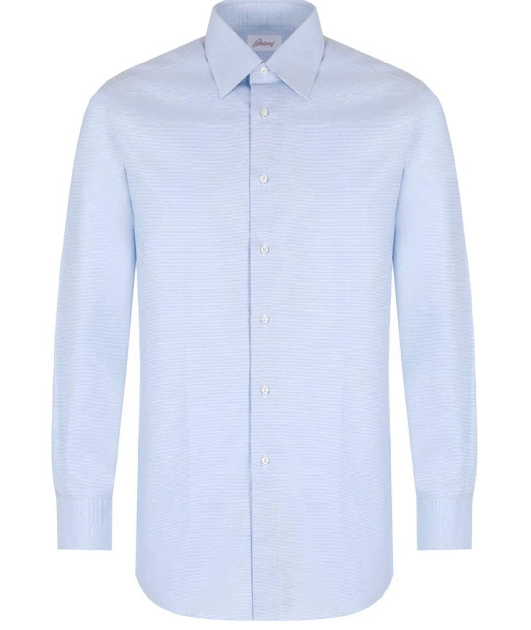 BRIONI Голубая хлопковая классическая рубашка, фото 8