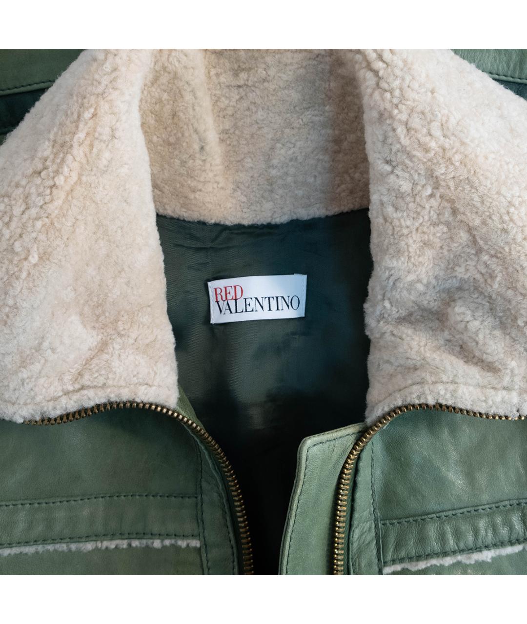 RED VALENTINO Зеленая кожаная дубленка, фото 3