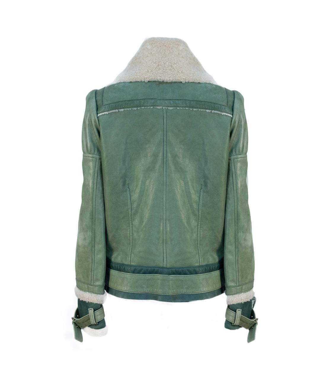 RED VALENTINO Зеленая кожаная дубленка, фото 2