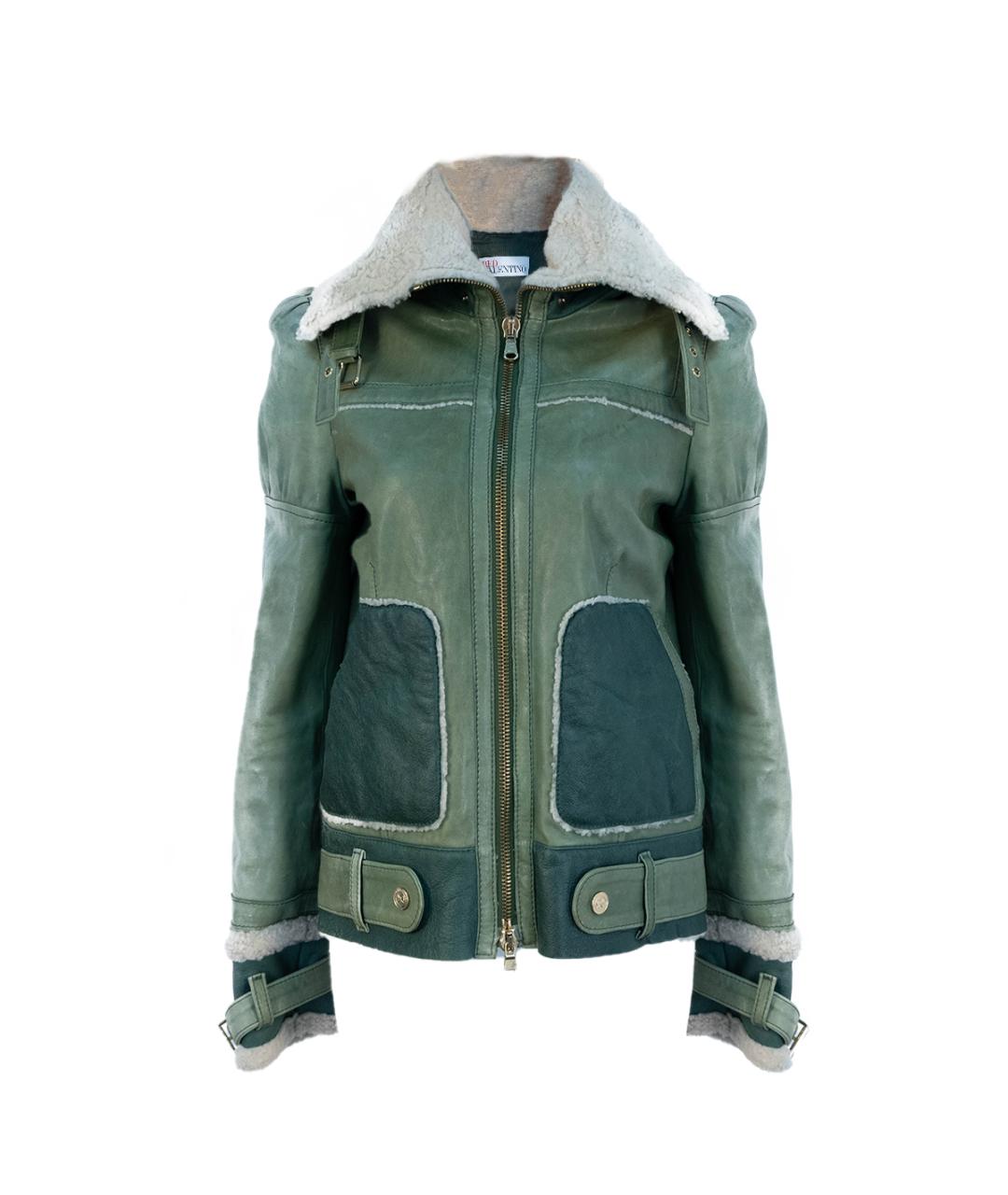 RED VALENTINO Зеленая кожаная дубленка, фото 1