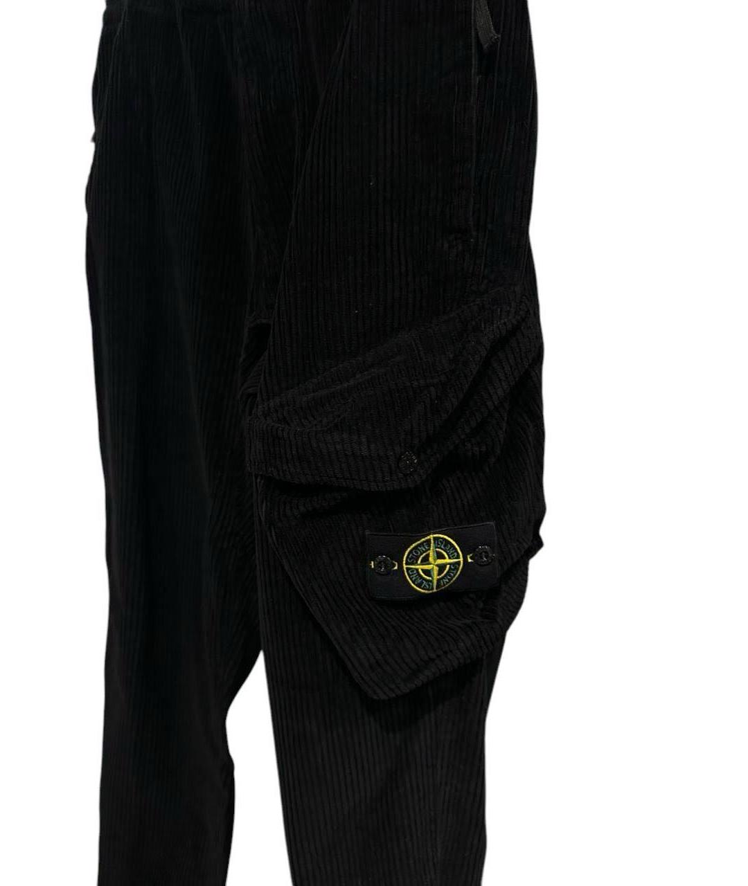 STONE ISLAND Черные хлопковые повседневные брюки, фото 3