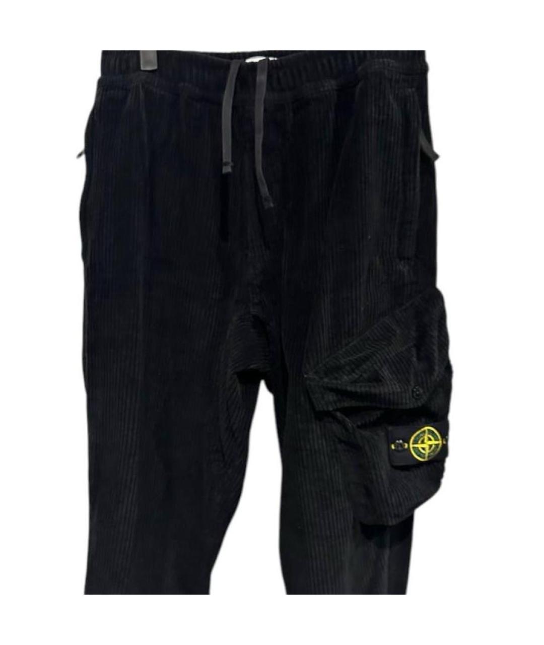 STONE ISLAND Черные хлопковые повседневные брюки, фото 4