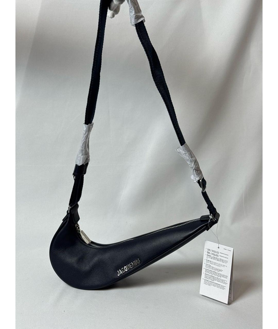 JACQUEMUS Темно-синяя кожаная сумка через плечо, фото 7