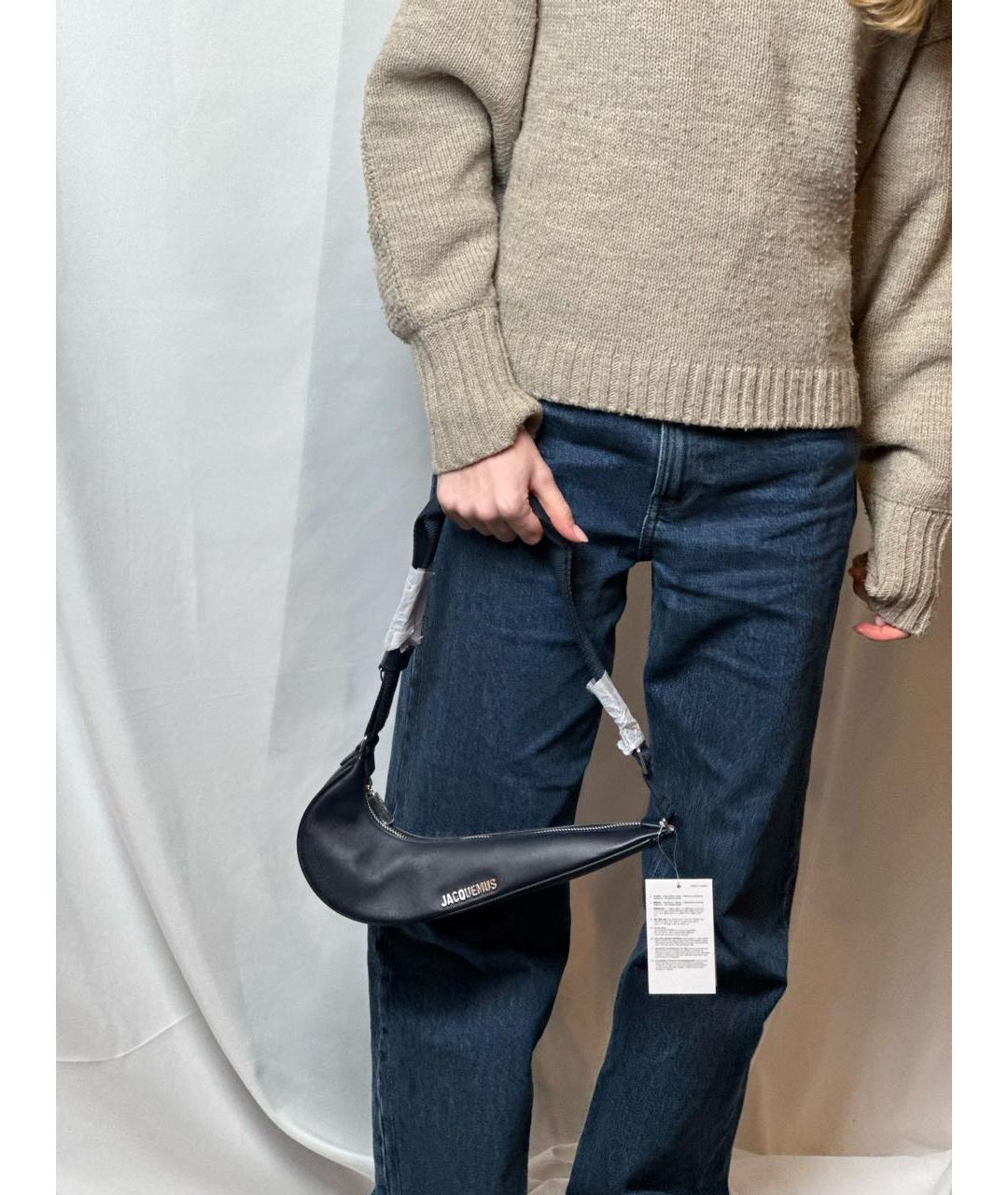 JACQUEMUS Темно-синяя кожаная сумка через плечо, фото 3