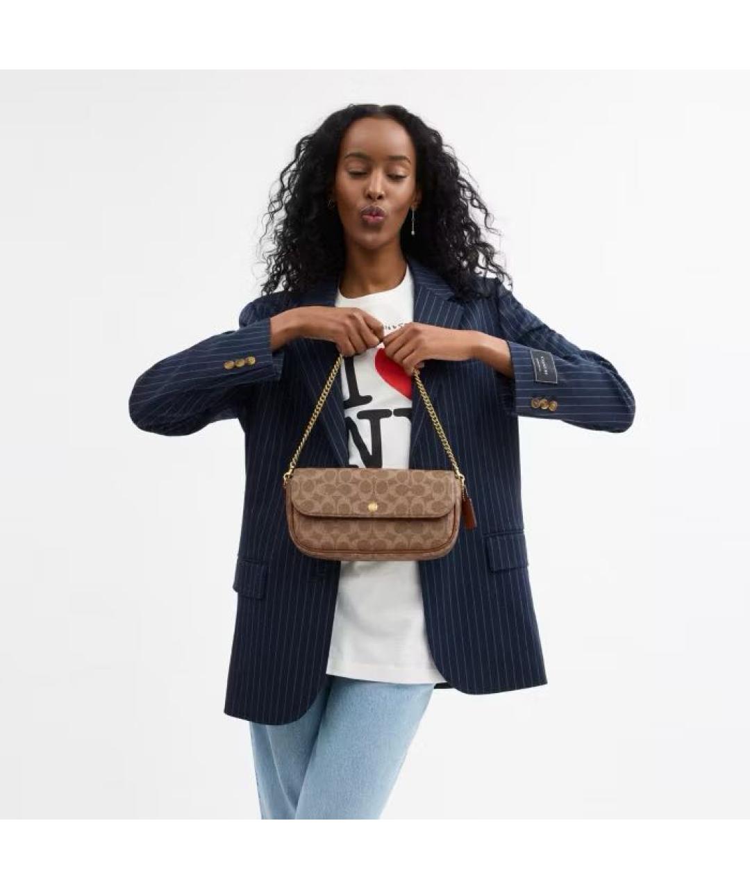 COACH Коричневая сумка с короткими ручками, фото 6