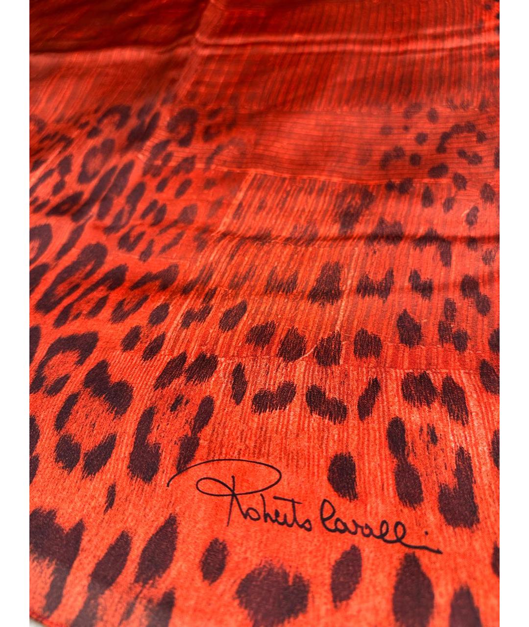 ROBERTO CAVALLI Красный шелковый шарф, фото 3