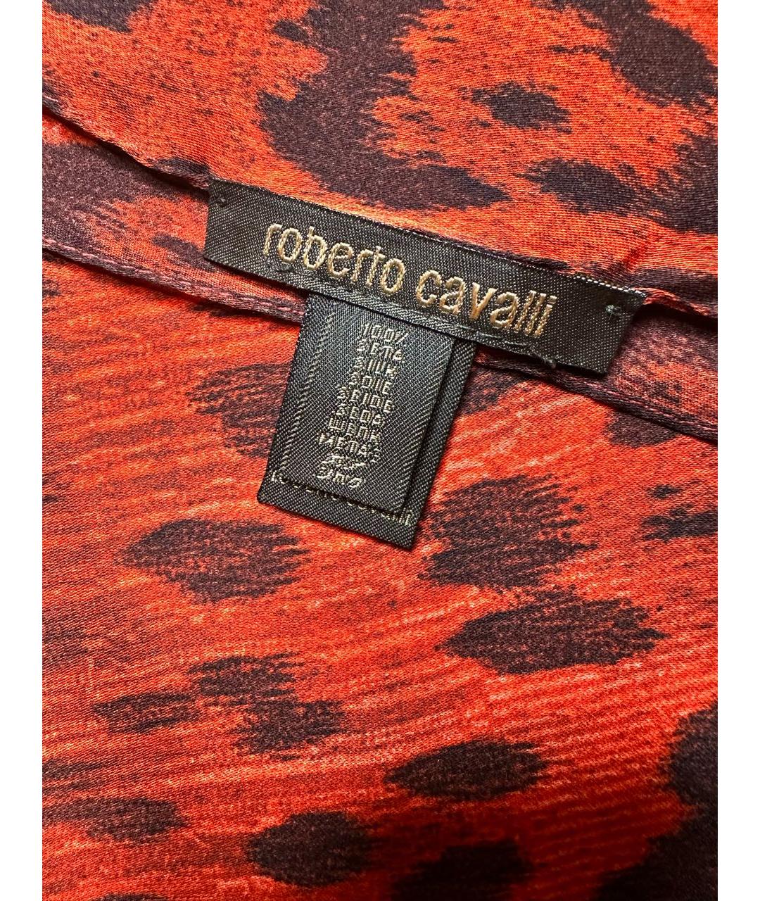 ROBERTO CAVALLI Красный шелковый шарф, фото 4