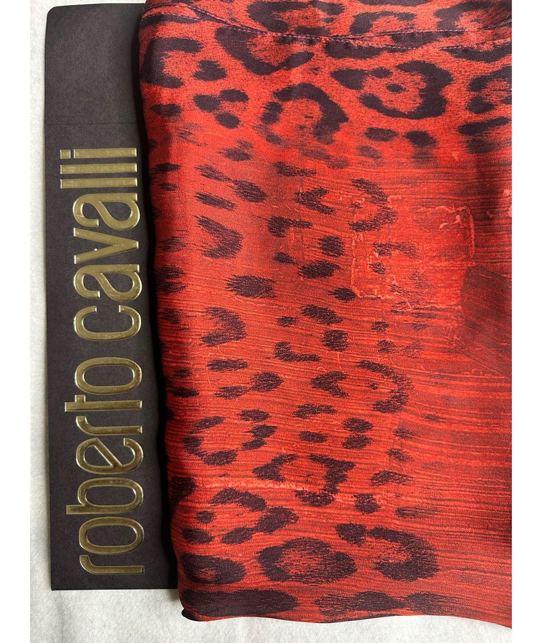 ROBERTO CAVALLI Красный шелковый шарф, фото 2