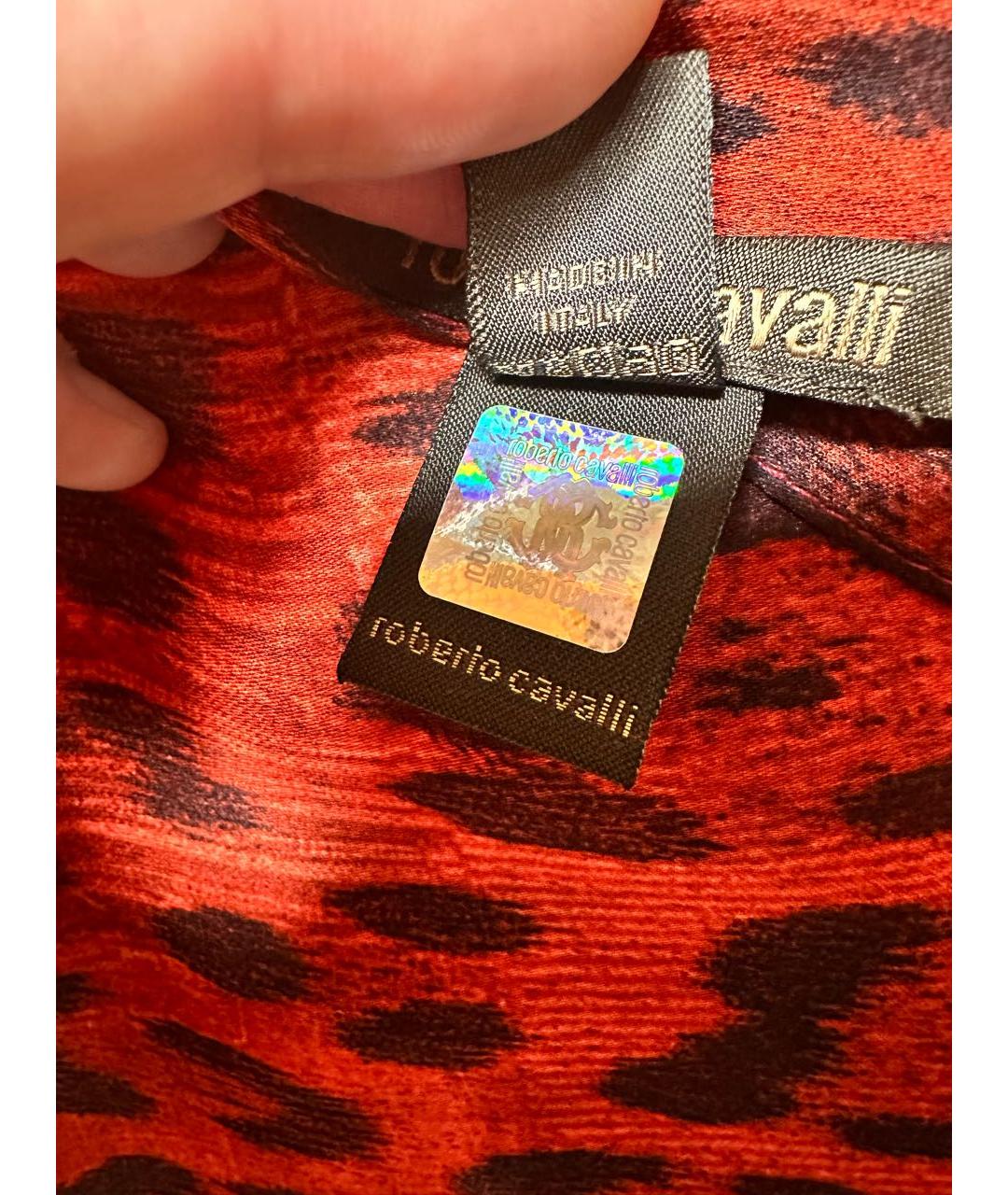 ROBERTO CAVALLI Красный шелковый шарф, фото 8