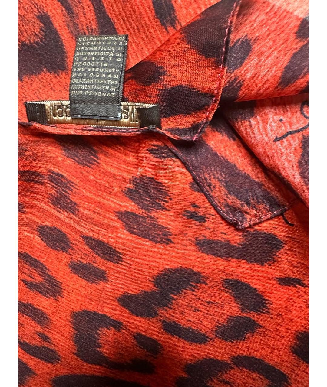 ROBERTO CAVALLI Красный шелковый шарф, фото 6