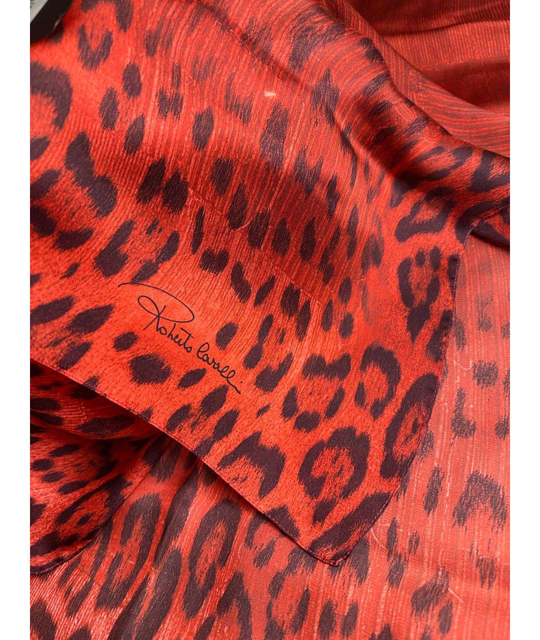 ROBERTO CAVALLI Красный шелковый шарф, фото 5