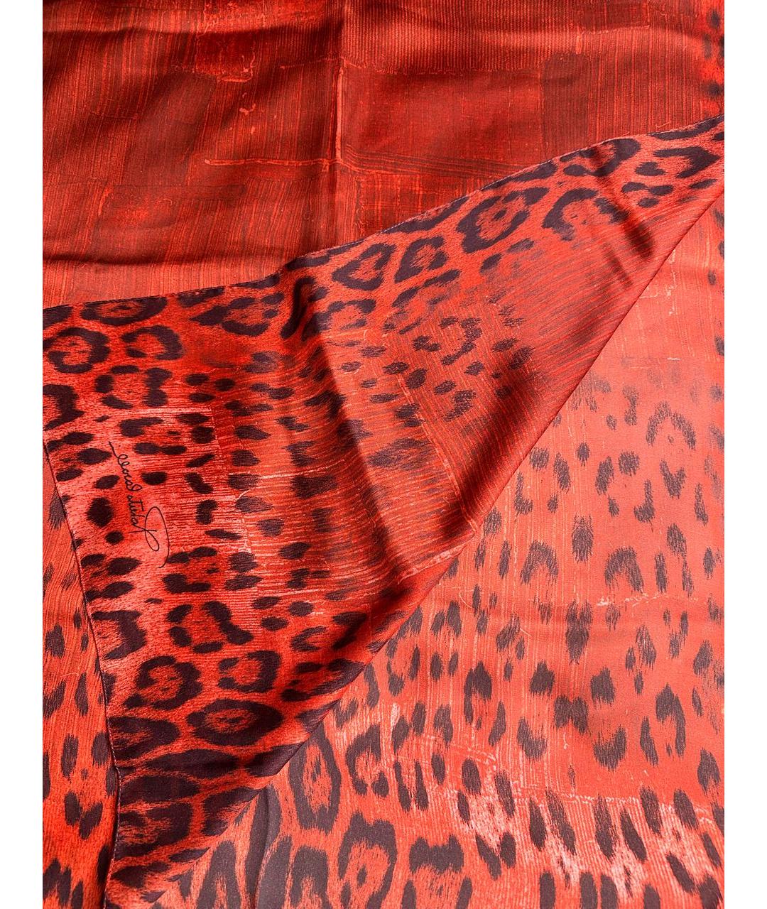 ROBERTO CAVALLI Красный шелковый шарф, фото 7