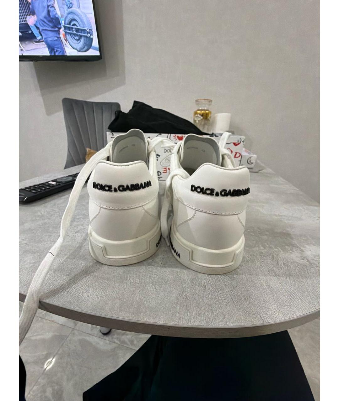 DOLCE&GABBANA Белые кожаные высокие кроссовки / кеды, фото 4