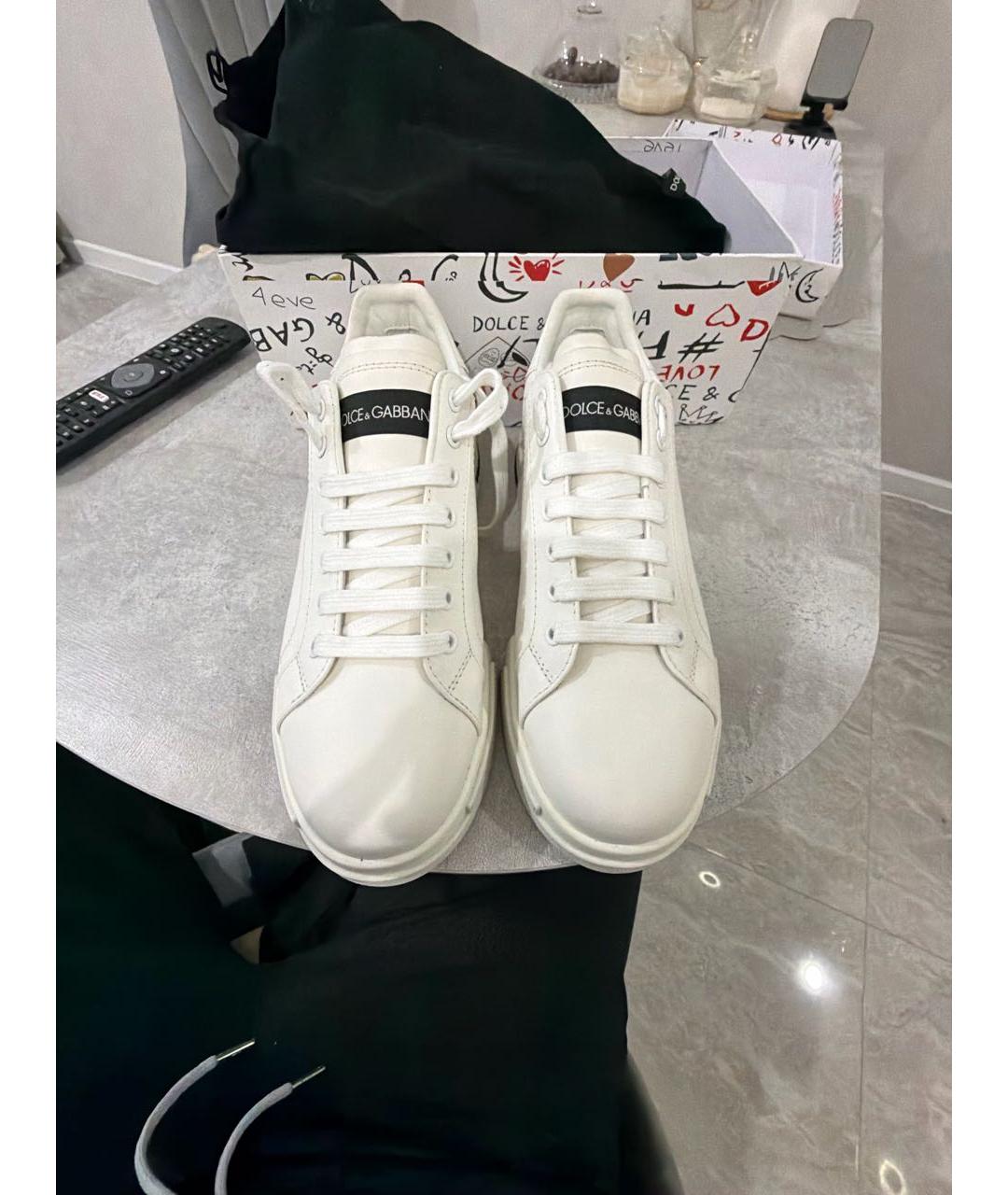 DOLCE&GABBANA Белые кожаные высокие кроссовки / кеды, фото 2