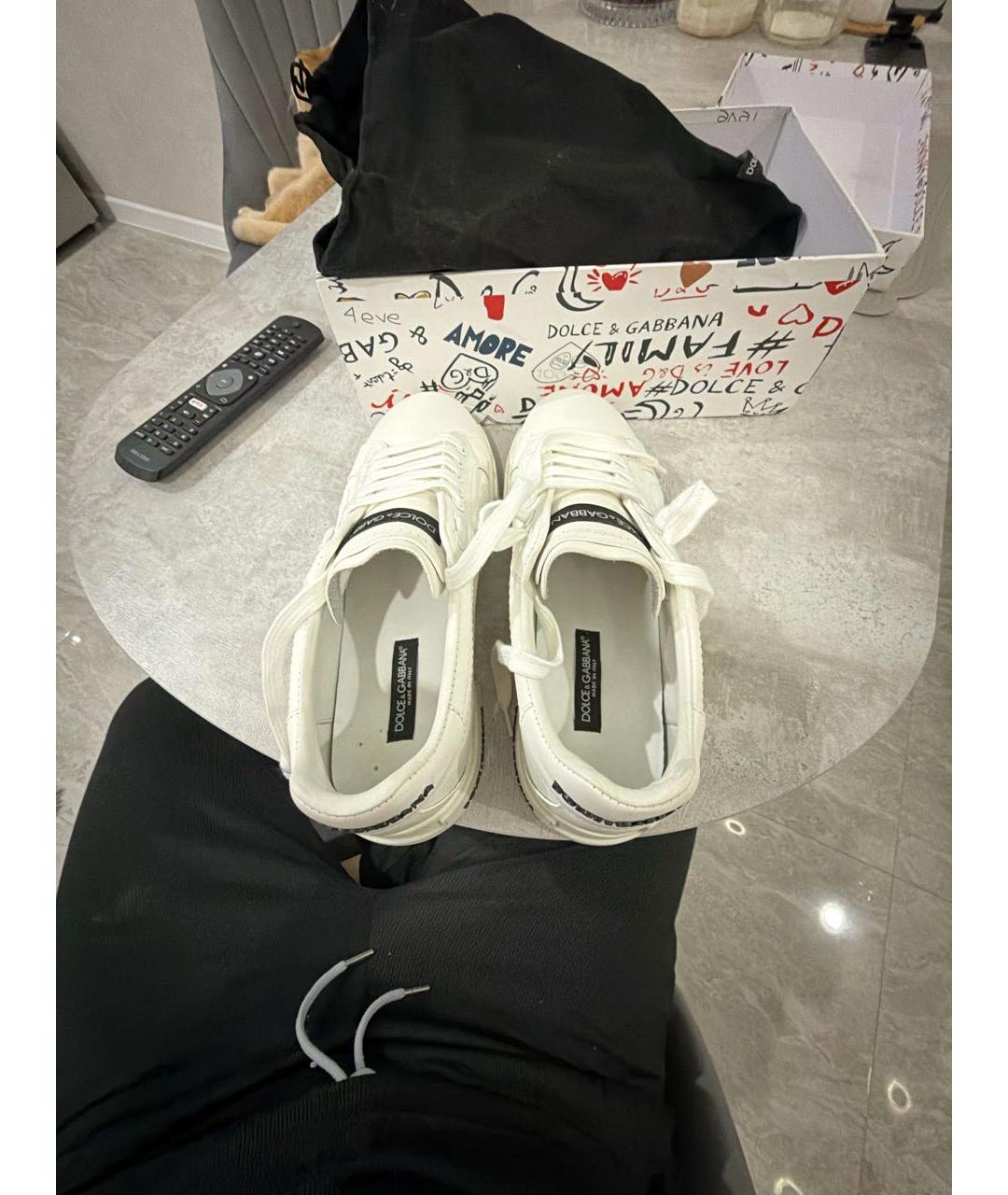 DOLCE&GABBANA Белые кожаные высокие кроссовки / кеды, фото 3