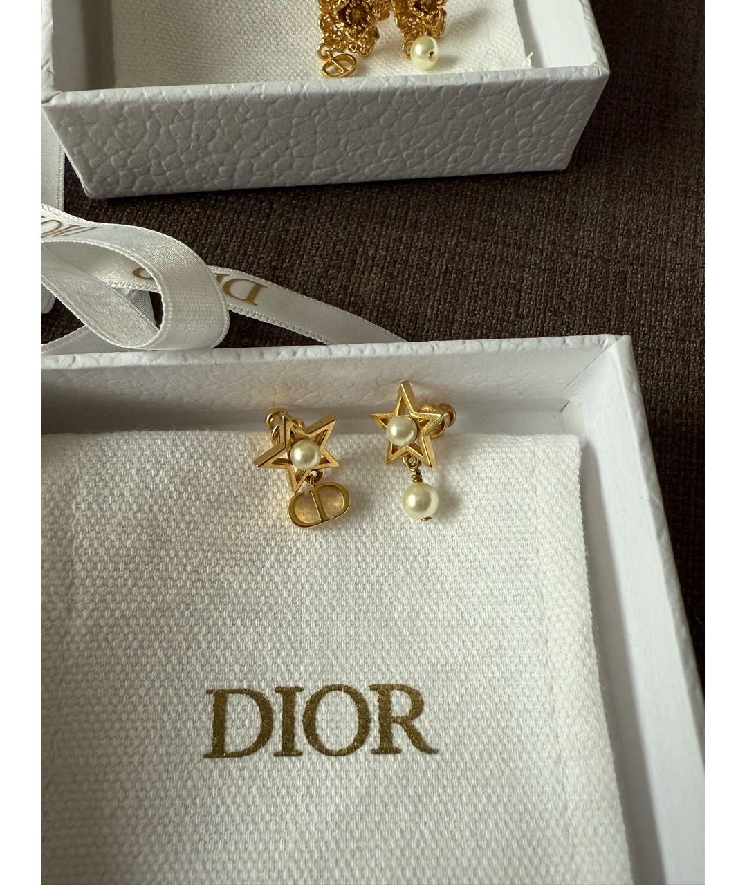 CHRISTIAN DIOR Золотые металлические серьги, фото 6