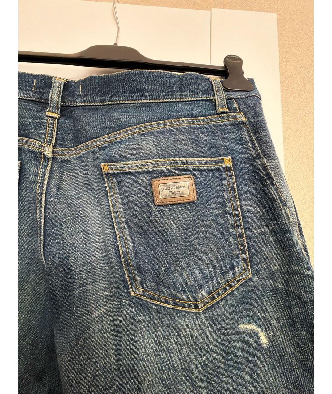 DOLCE&GABBANA Темно-синие хлопковые прямые джинсы, фото 3