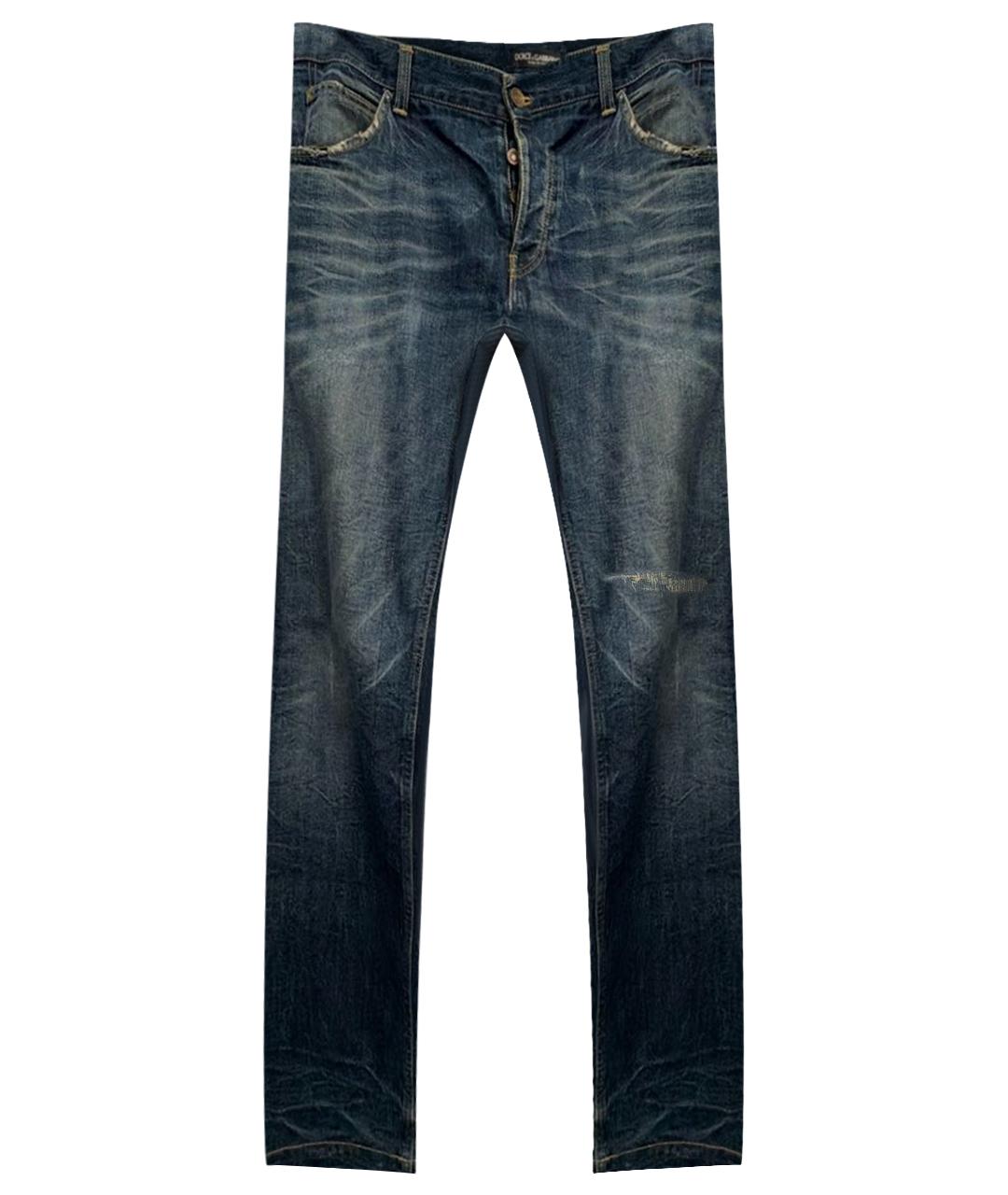 DOLCE&GABBANA Темно-синие хлопковые прямые джинсы, фото 1