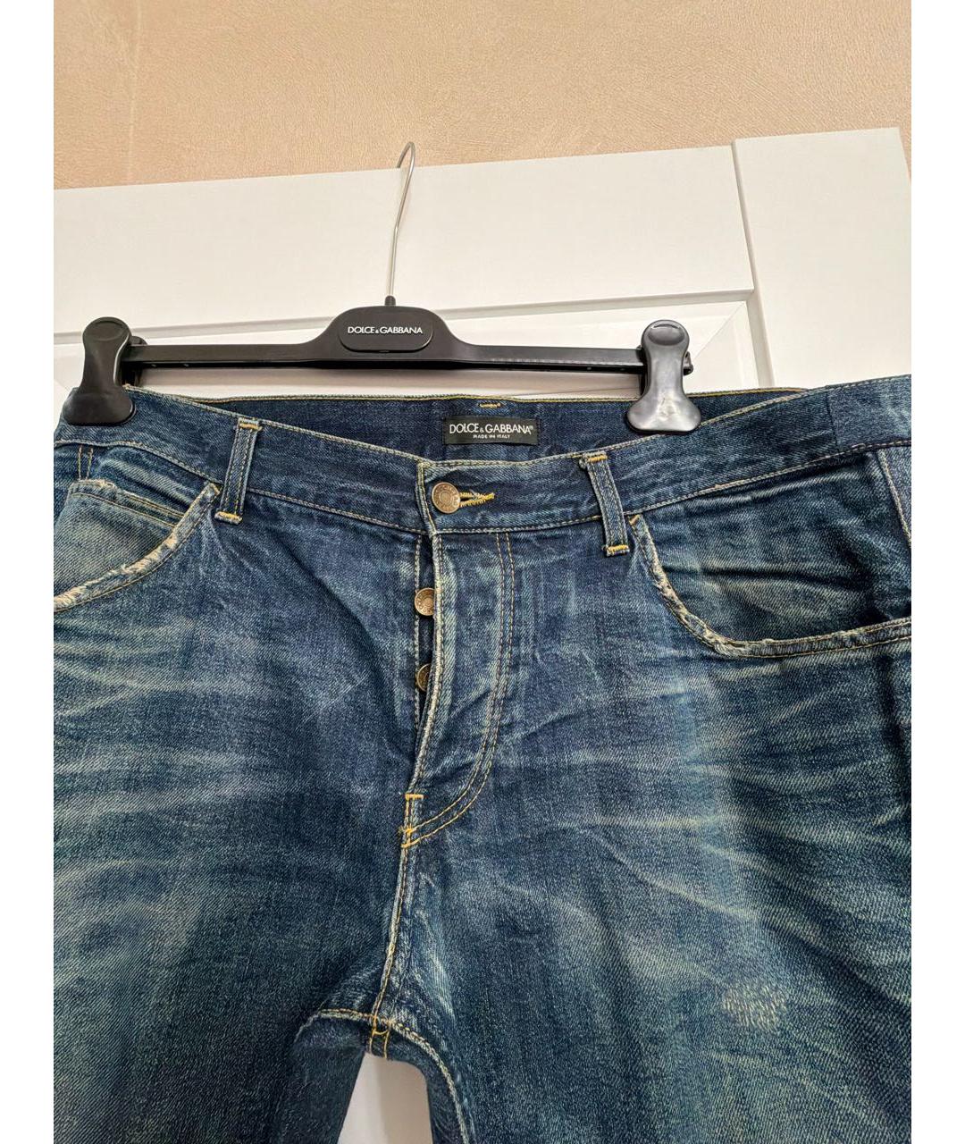 DOLCE&GABBANA Темно-синие хлопковые прямые джинсы, фото 2