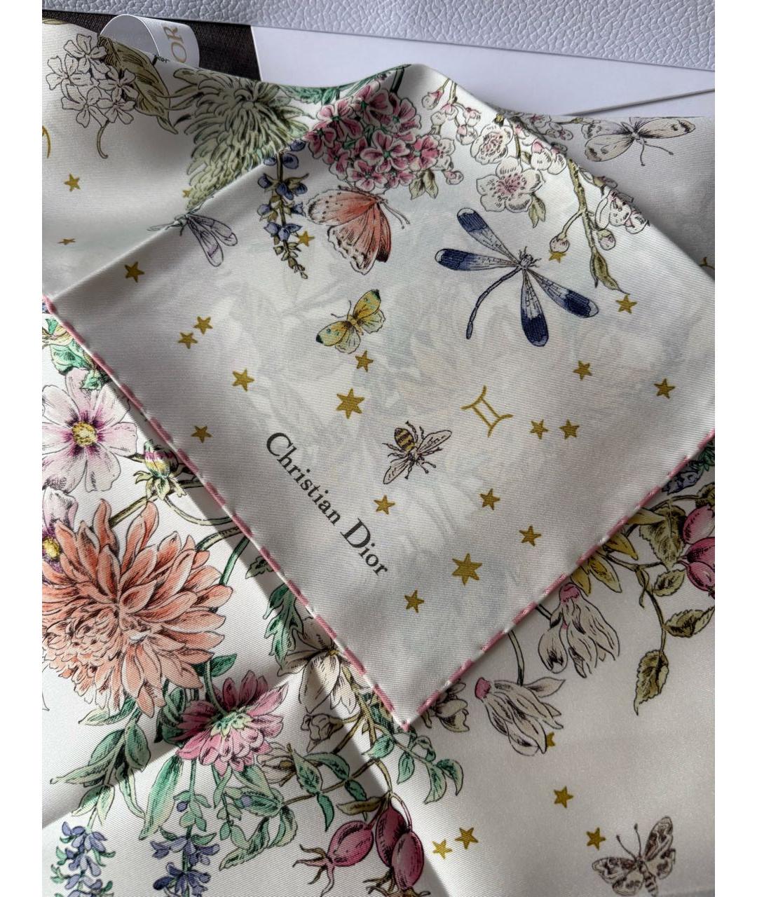 CHRISTIAN DIOR Белый шелковый платок, фото 2