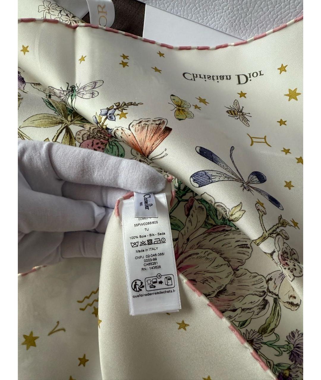 CHRISTIAN DIOR Белый шелковый платок, фото 3