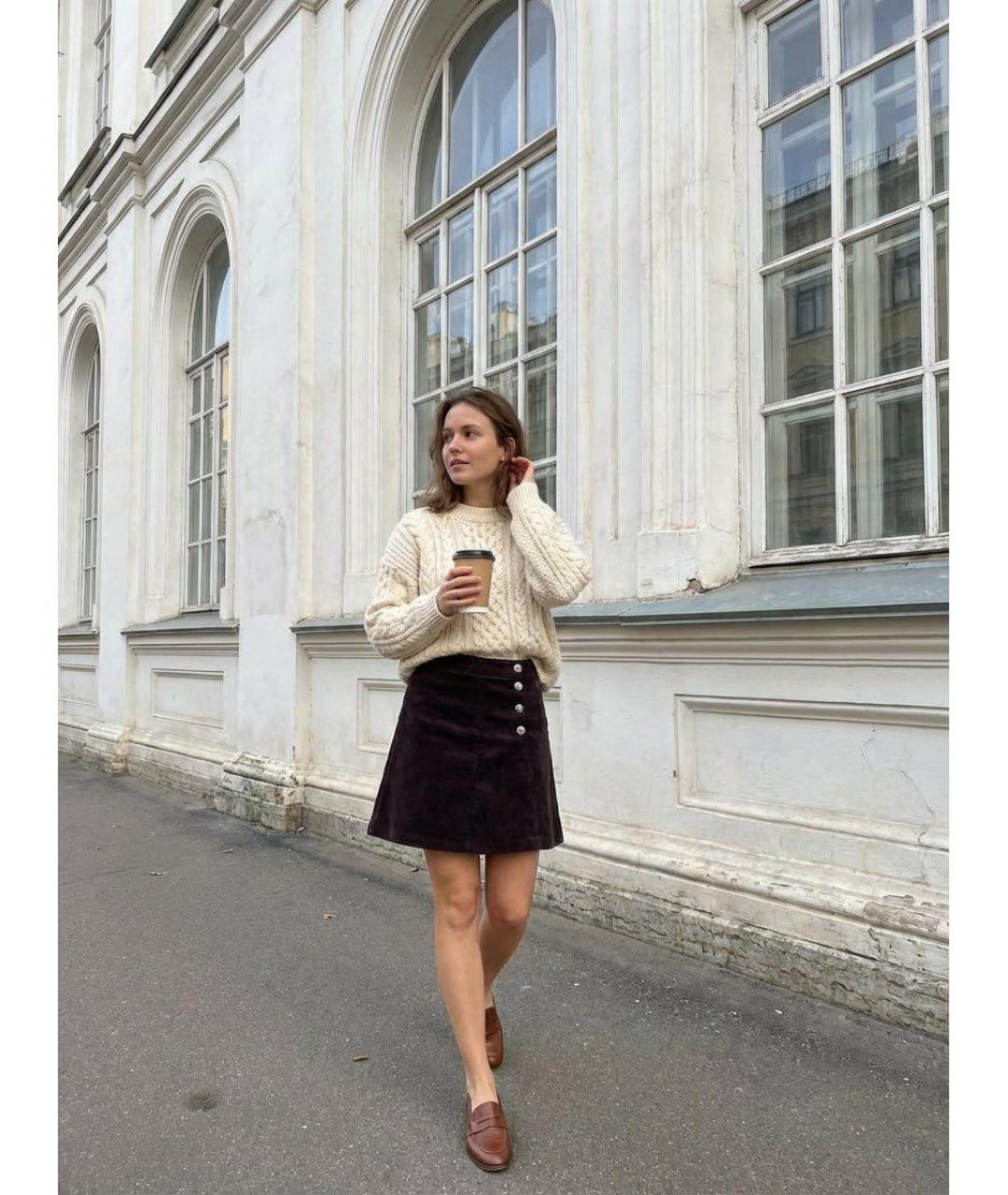 ARMANI JEANS Коричневая полиэстеровая юбка мини, фото 7