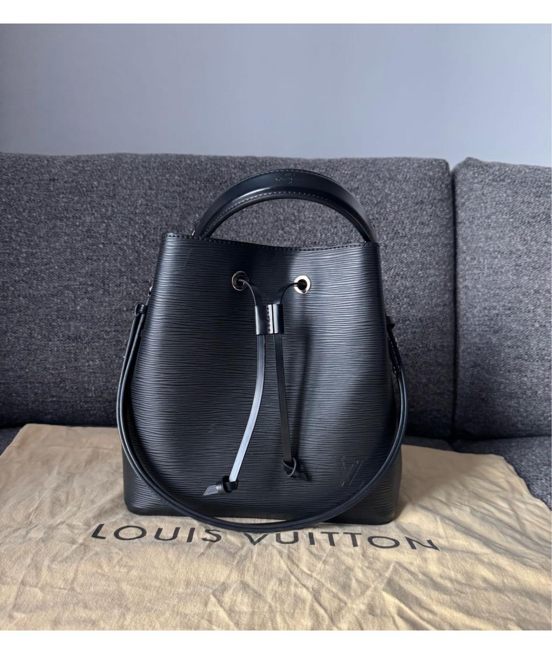 LOUIS VUITTON Черная кожаная сумка тоут, фото 2