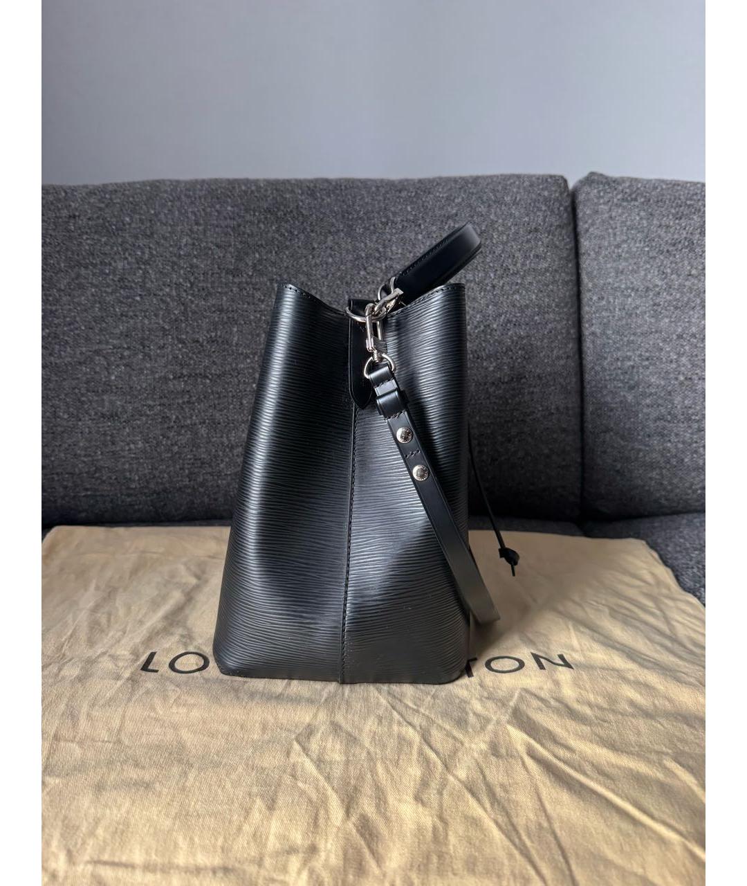 LOUIS VUITTON Черная кожаная сумка тоут, фото 3