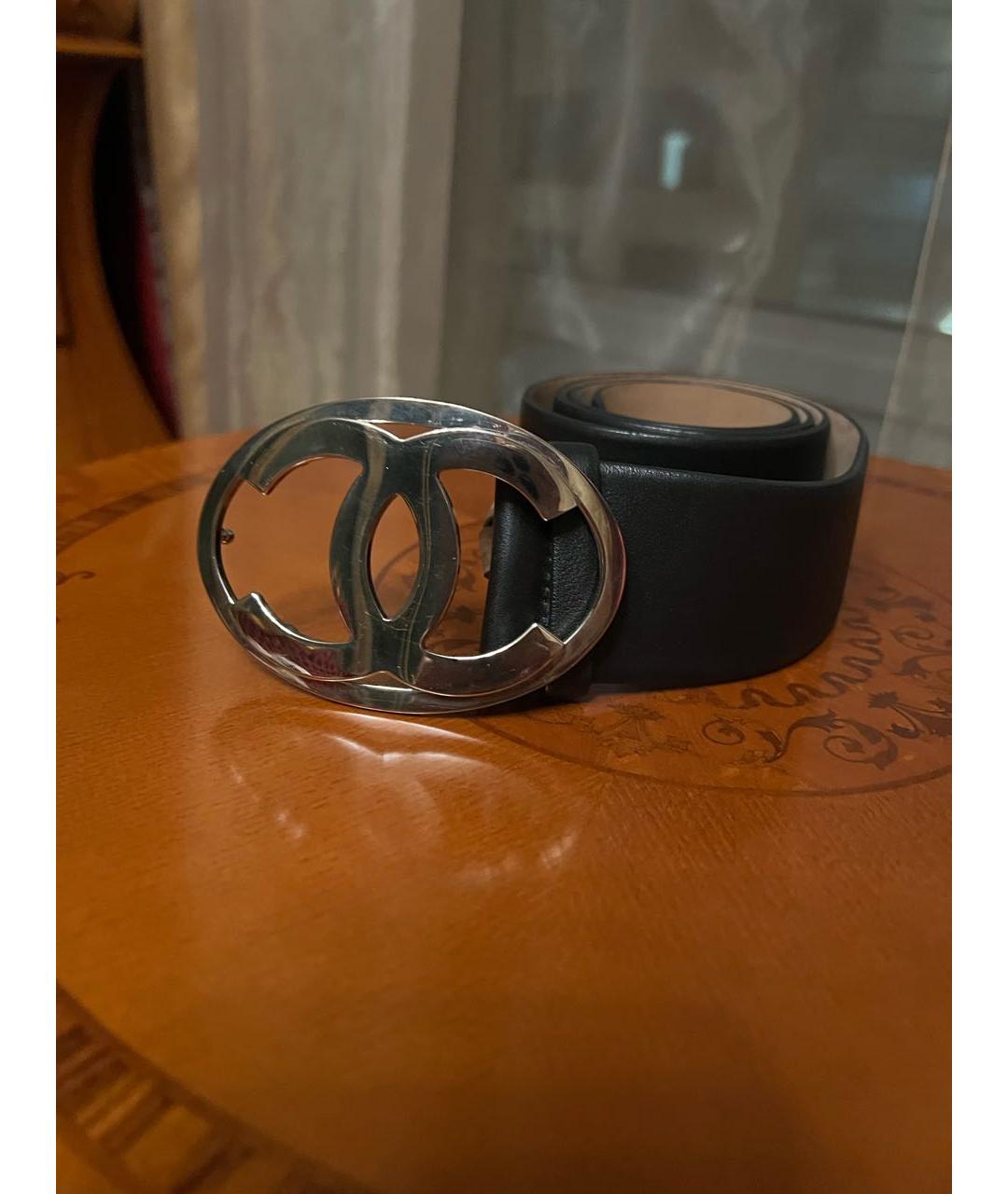 CHANEL Черный кожаный ремень, фото 6