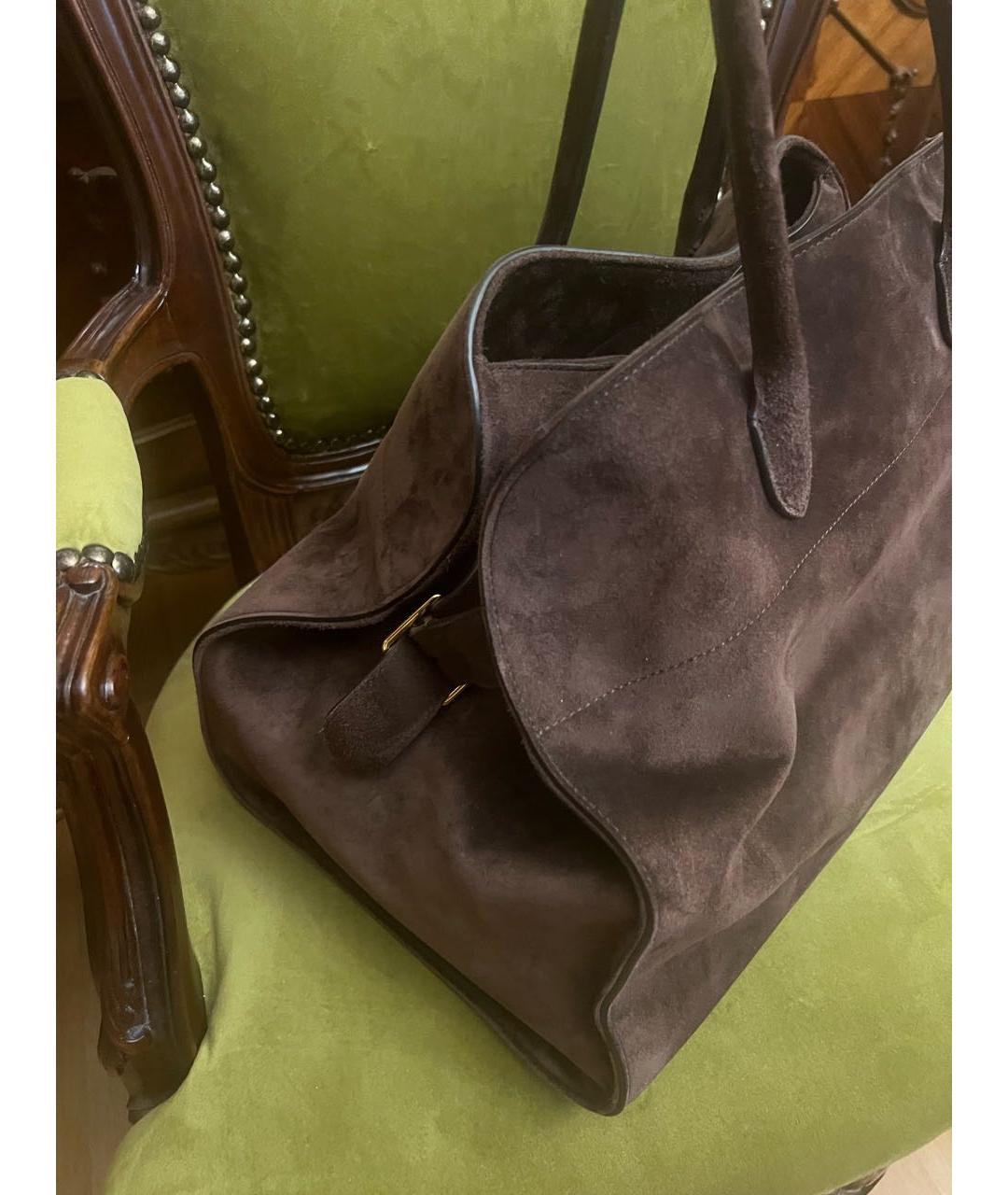 THE ROW Коричневая замшевая сумка тоут, фото 2