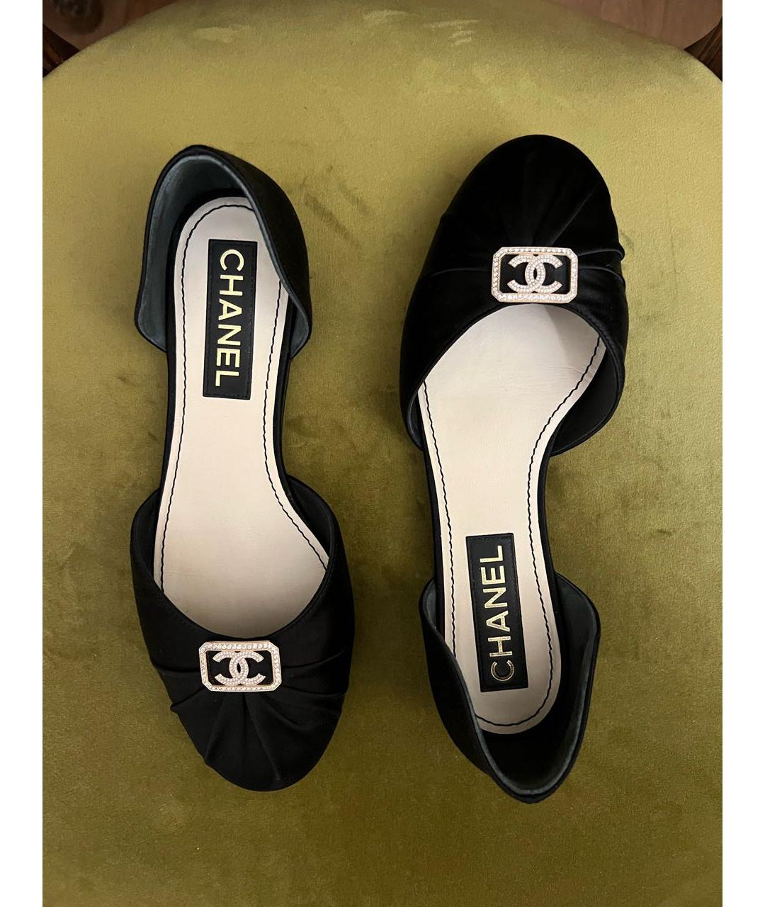 CHANEL Черные текстильные балетки, фото 3