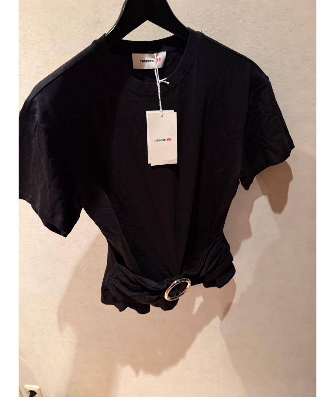 PACO RABANNE Черная хлопковая футболка, фото 3