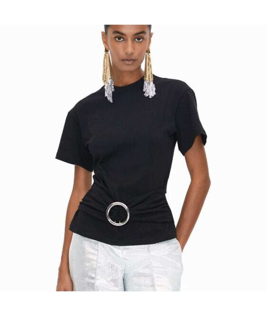 PACO RABANNE Черная хлопковая футболка, фото 5