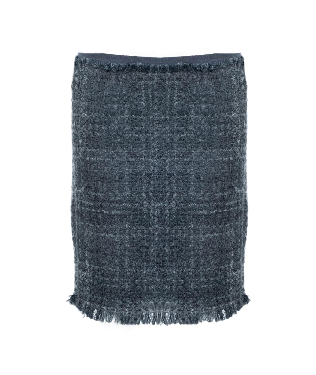 CERRUTI 1881 Серая шерстяная юбка мини, фото 1