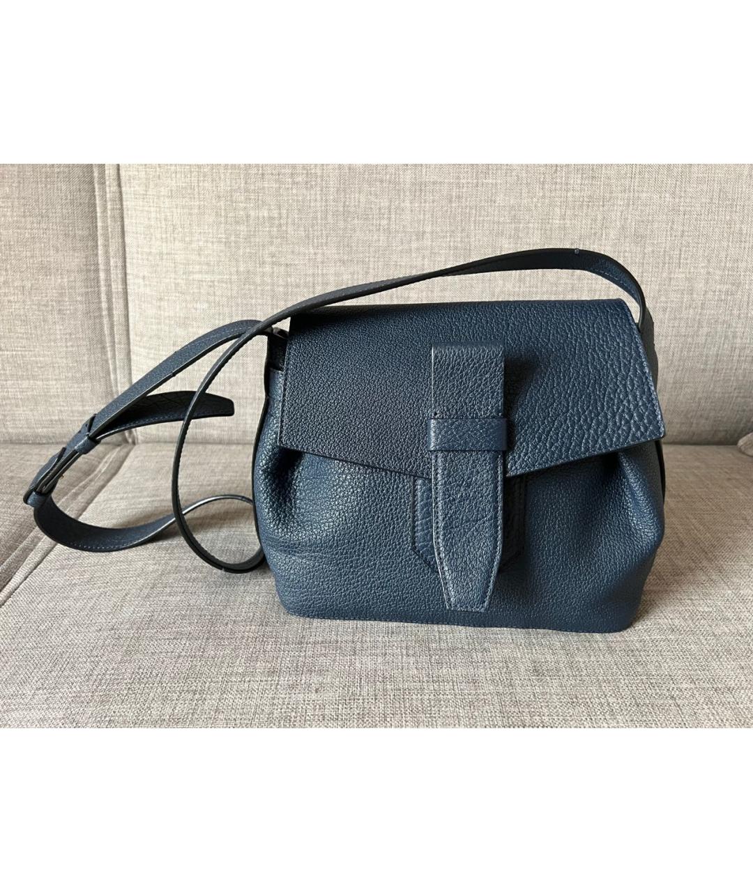LANCEL Синяя кожаная сумка с короткими ручками, фото 2