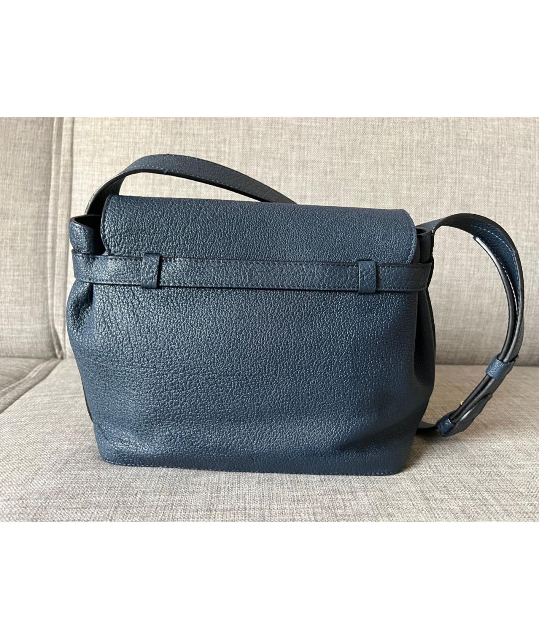 LANCEL Синяя кожаная сумка с короткими ручками, фото 4