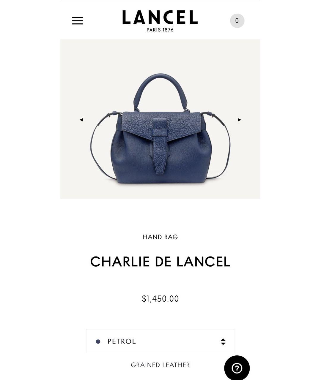 LANCEL Синяя кожаная сумка с короткими ручками, фото 8