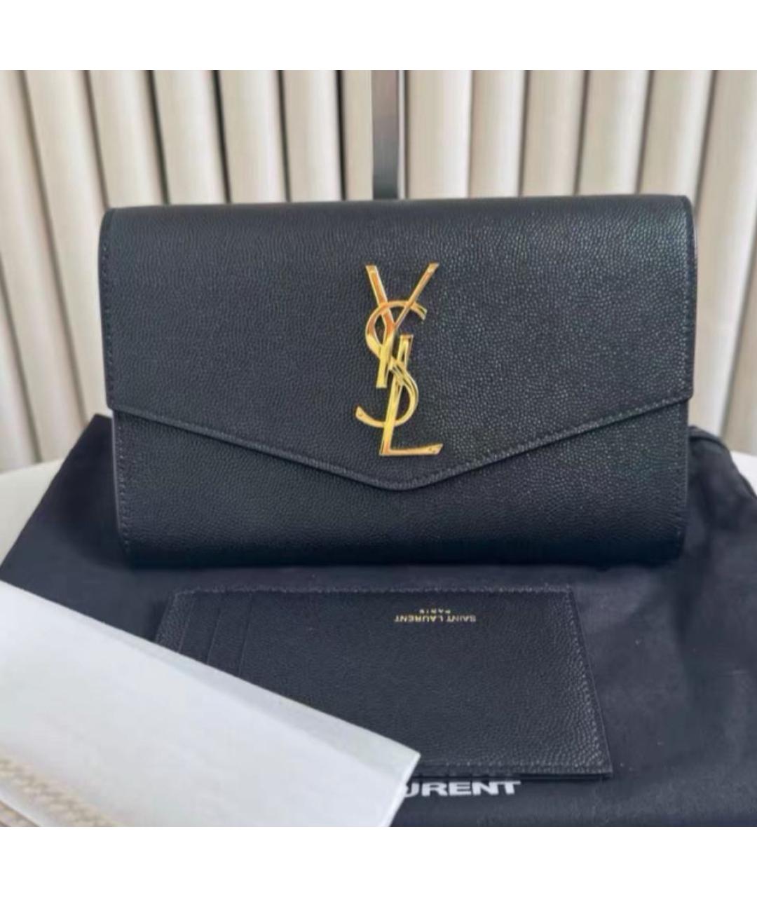 SAINT LAURENT Черный кожаный кошелек, фото 6