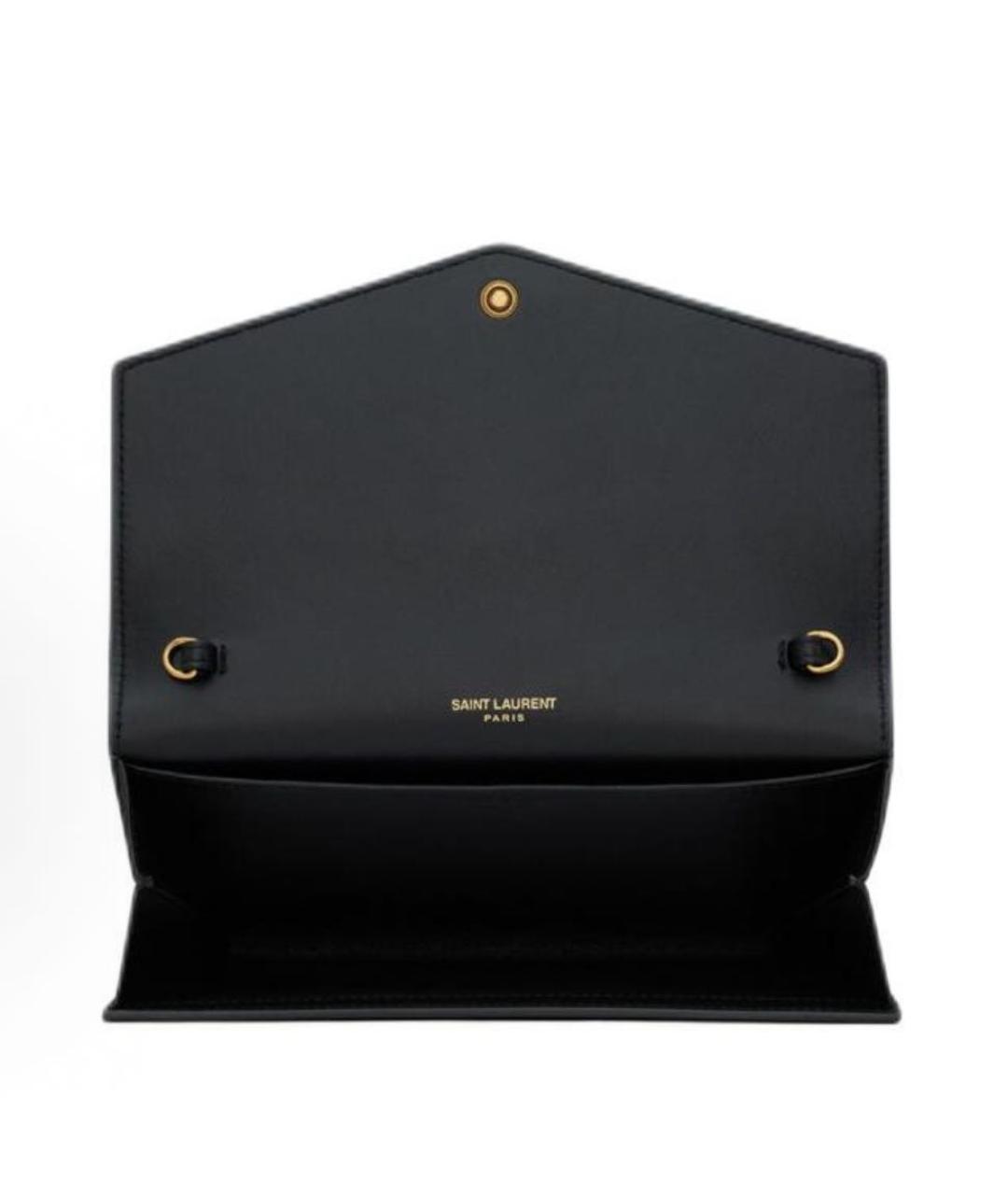 SAINT LAURENT Черный кожаный кошелек, фото 5