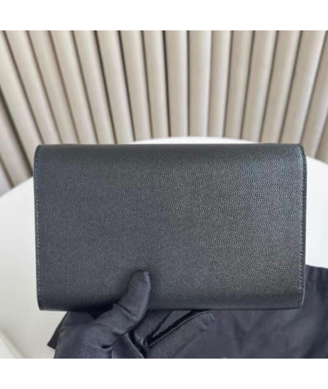SAINT LAURENT Черный кожаный кошелек, фото 7