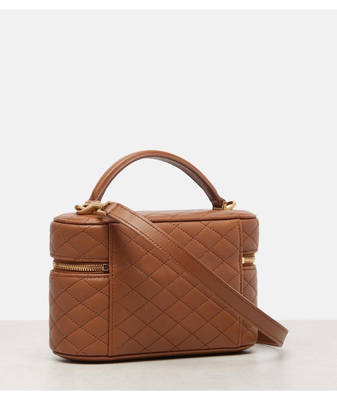 SAINT LAURENT Коричневая кожаная сумка с короткими ручками, фото 6