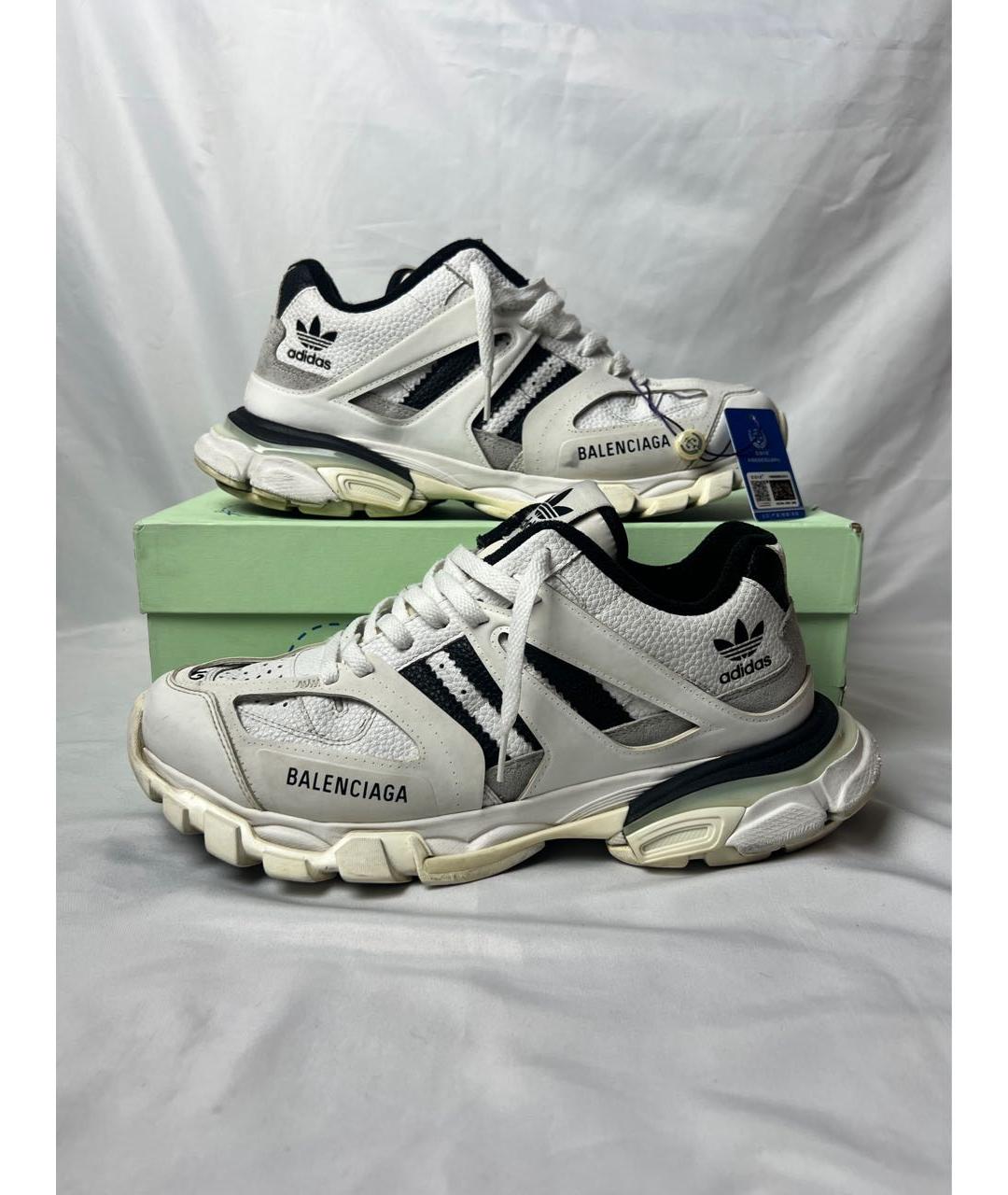 BALENCIAGA Белые кожаные низкие кроссовки / кеды, фото 6